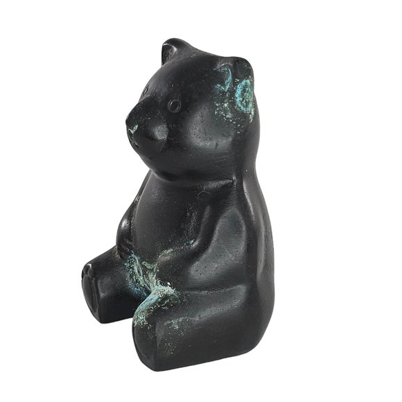 Vintage Bronze Teddy Bear Sitting Metal Figurine - Picture 7 of 9